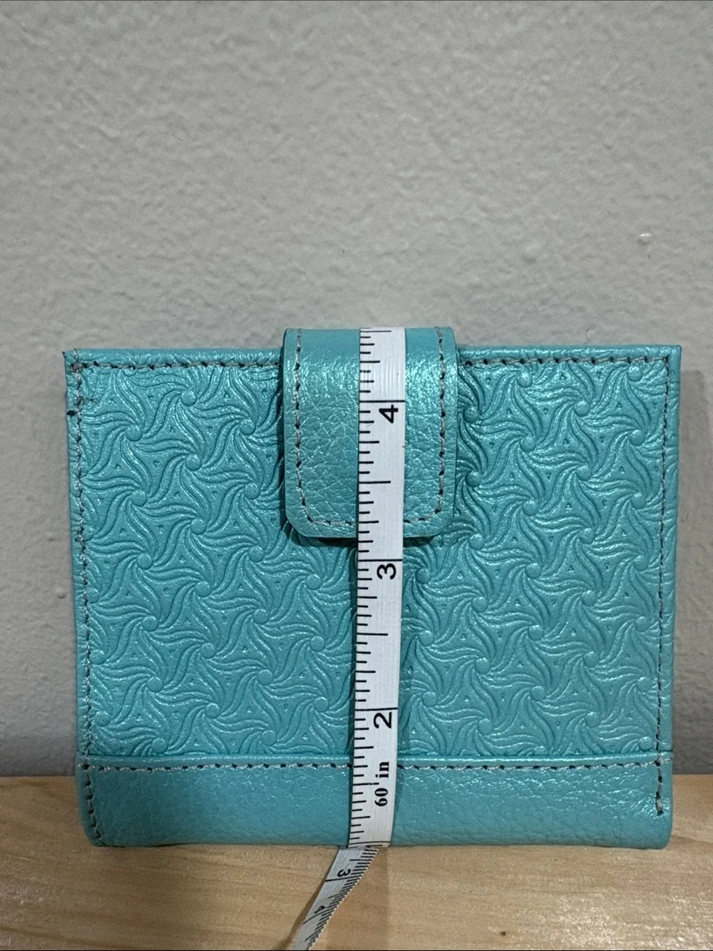 Turquoise Embossed Leather Wallet - Unbranded